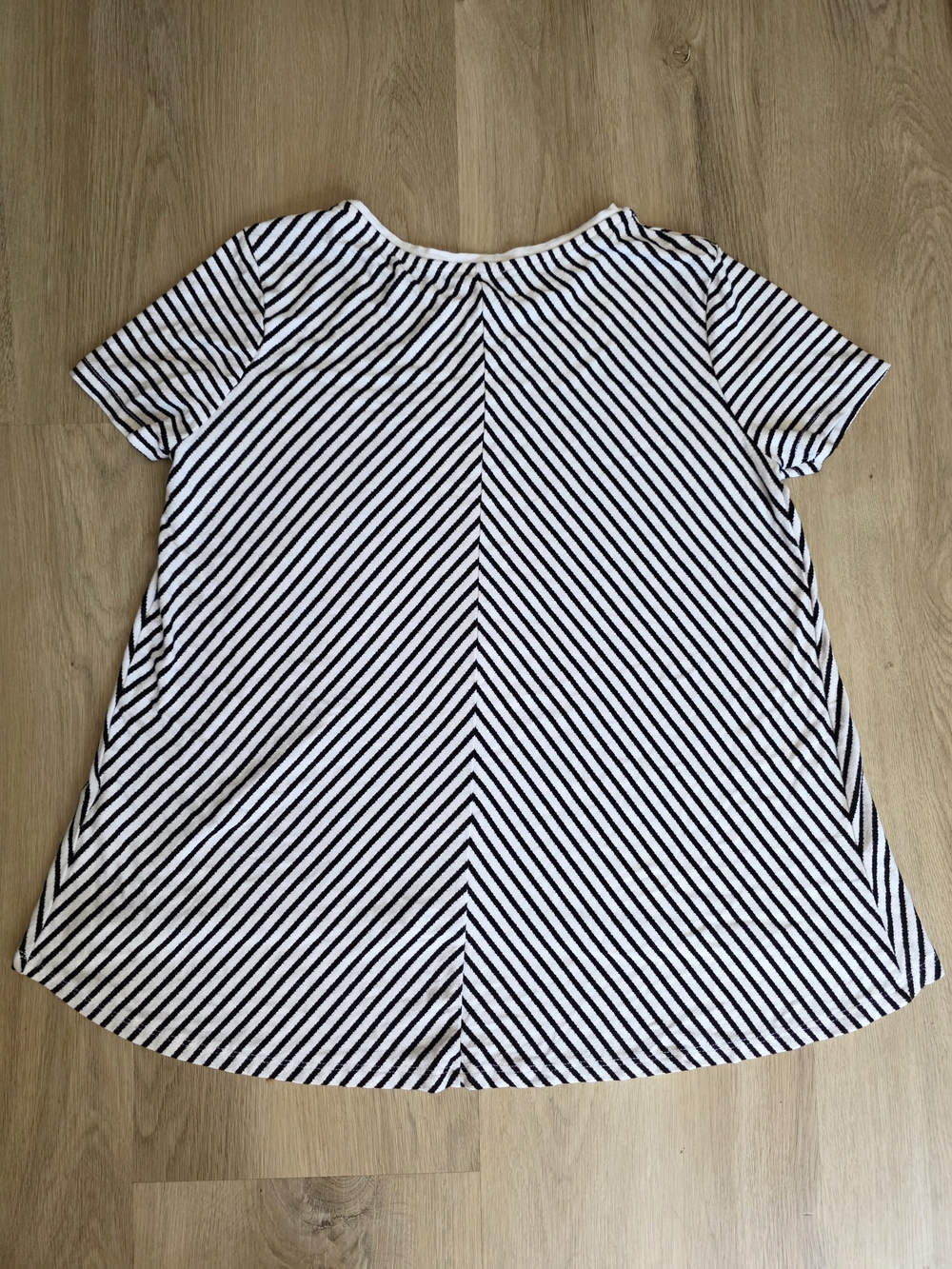 Zara Striped Chevron High-Low Short Sleeve Tunic Tee Shirt - Size M - Picture 3 of 7
